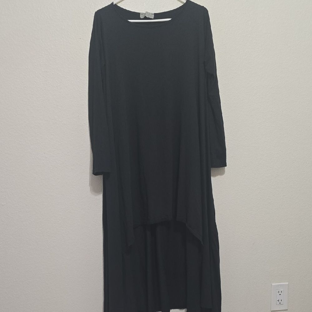 Saga Made In Italy, Cotton Lagenlook  Black‎ Long Sleeve Dress L